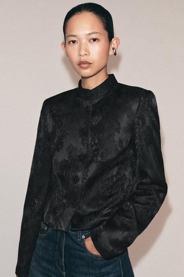 ZW COLLECTION SHORT JACQUARD JACKET — Black 1