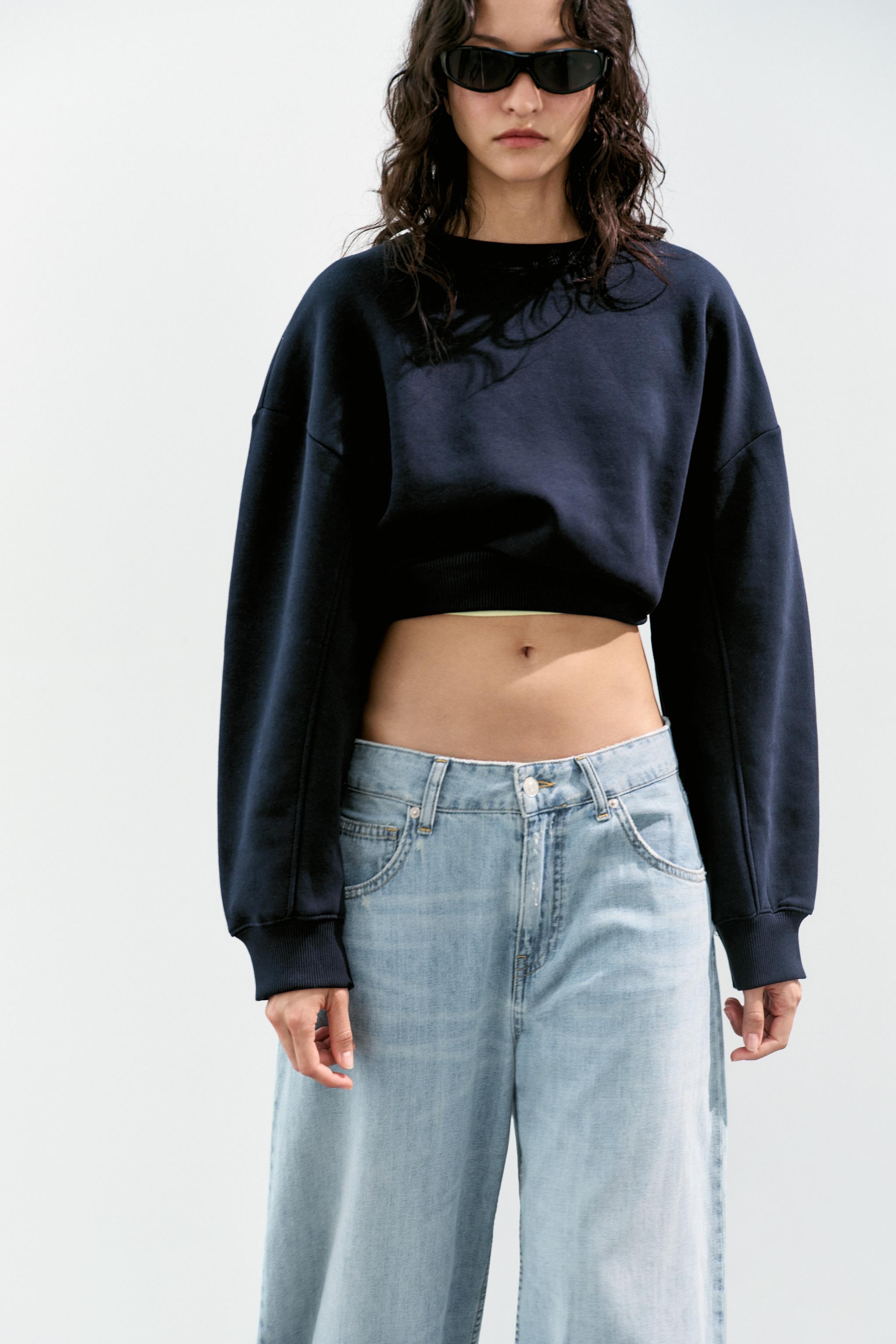 BASIC PLUSH SWEATSHIRT — Navy blue