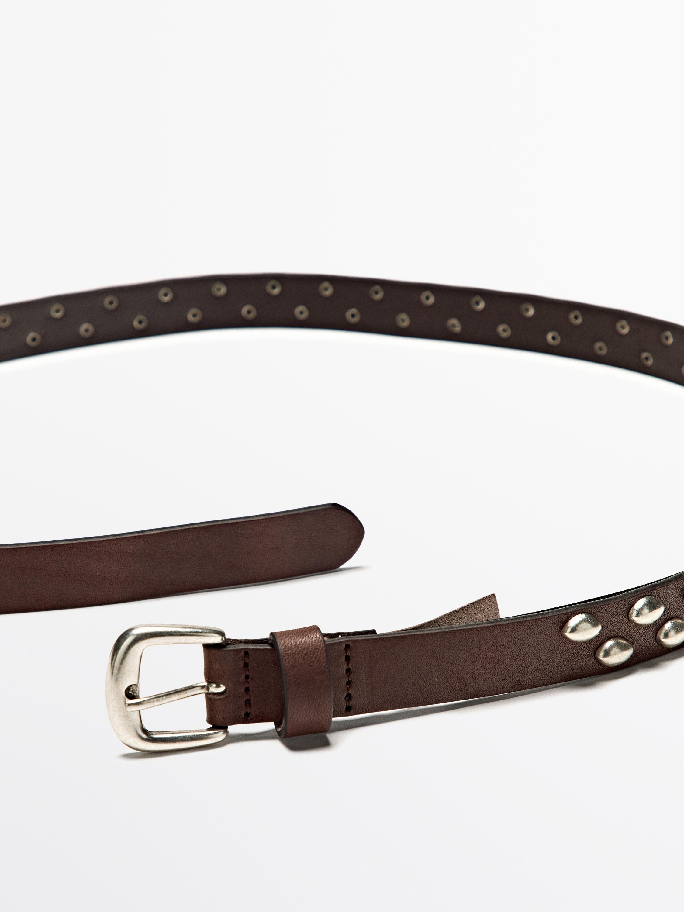 Nappa leather belt with stud details