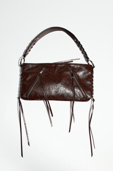ZIPPED SHOULDER BAG - Chocolate by Zara