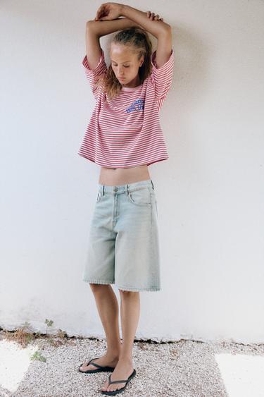 CAMISETA RAYAS TEXTO ESTRELLAS - Rosa de Zara - Imagen 0