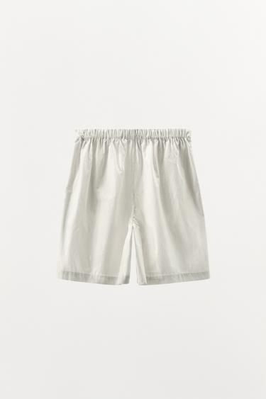 BERMUDA EN POPELINE RAYÉE - Écru / Beige de Zara - Image 5