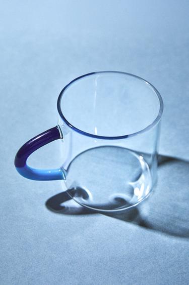 BOROSILICATE GLASS MUG WITH COLOURED HANDLE - Blue by Zara - Image 5