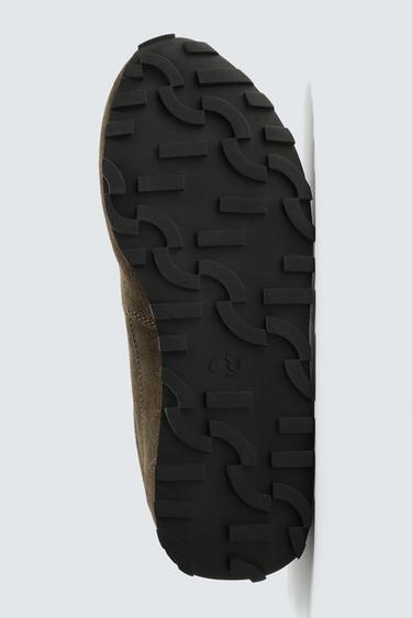 LEATHER TRAINERS - Taupe Grey by Zara