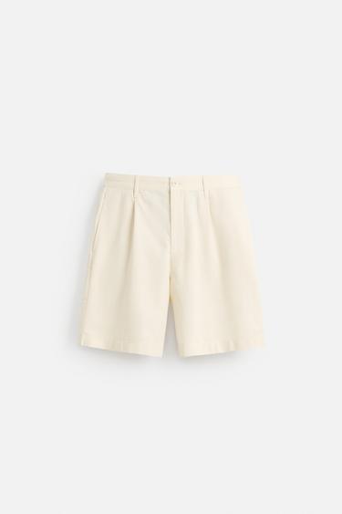 برمودا REGULAR FIT بثنيات - أبيض مكسور by Zara