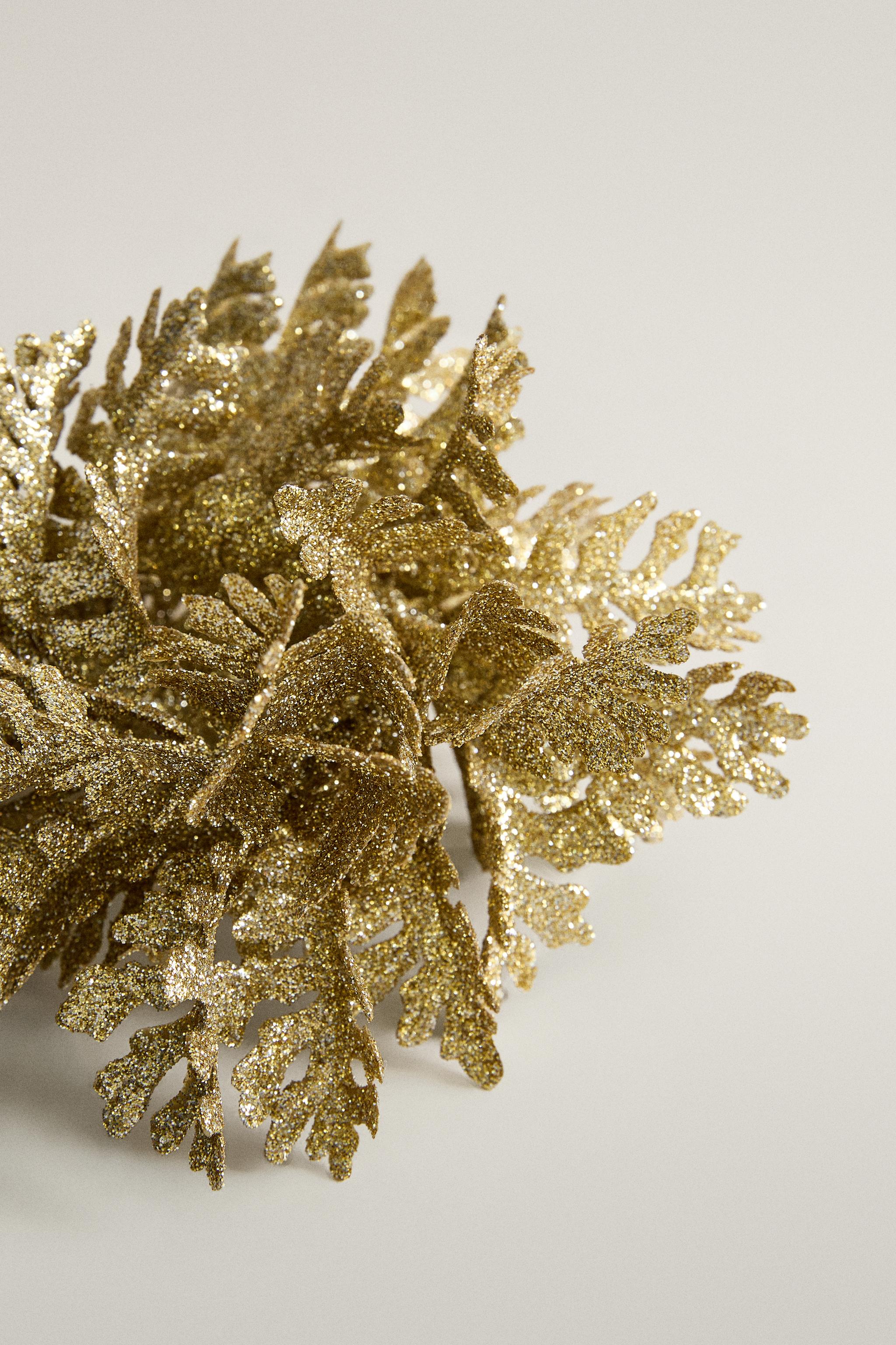 GLITTER LEAF CHRISTMAS TREE DECORATION