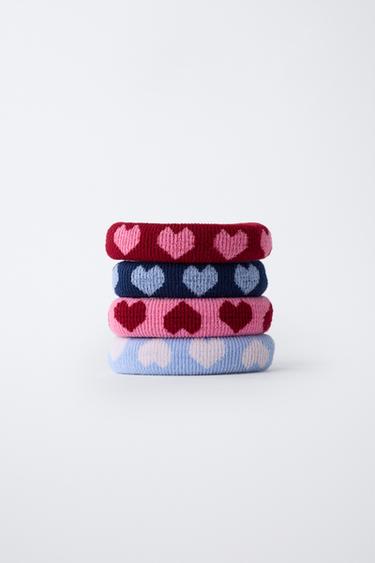 4-PACK OF HEART SCRUNCHIES - Ecru by Zara - Image 1