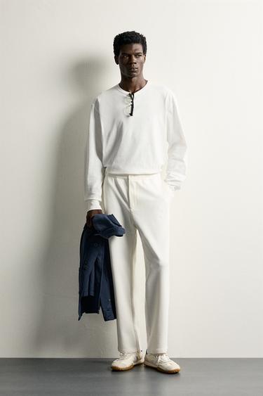 COMFORT REGULAR FIT TROUSERS - Oyster-white by Zara - Image 0