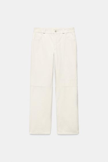 LEATHER TROUSERS ZW COLLECTION - White by Zara - Image 0
