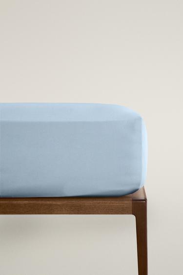 PERCALE FITTED SHEET (300 THREAD COUNT) | 30 CM HIGH - Pastel blue by Zara - Image 0