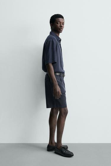 CHEMISE POLO FLUIDE EN LYOCELL - Bleu marine de Zara - Image 3