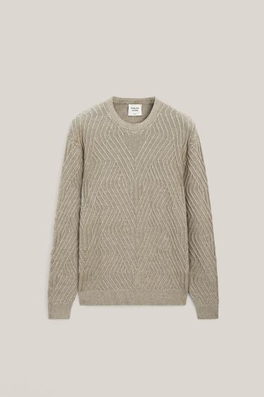 Zara Linen blend Aran knit sweater - LIMITED EDITION - Greenish