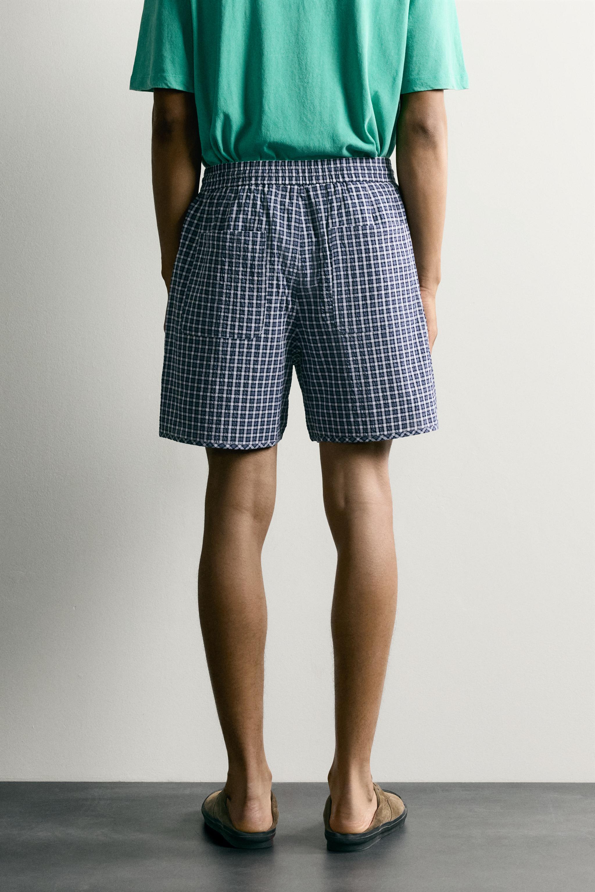 Мужские шорты Zara TEXTURED CHECK SHORTS — фото 3