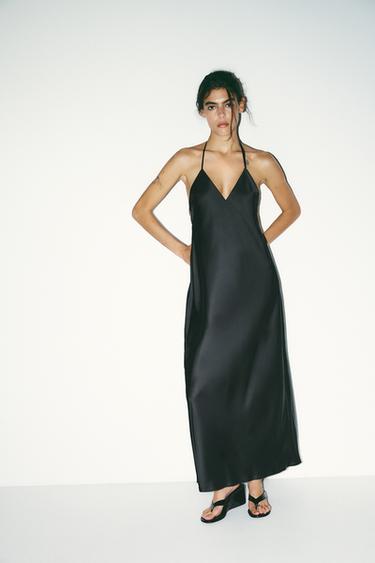 VESTIDO MIDI SATINADO - Negro de Zara