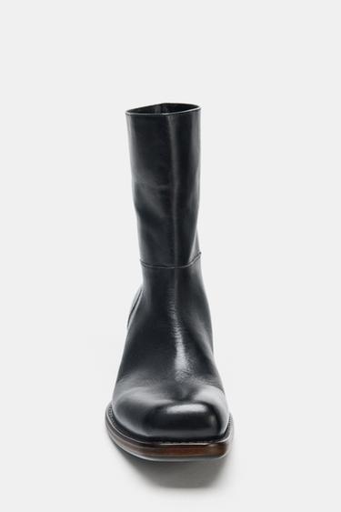 BOTTINES COW-BOY EN CUIR - Noir de Zara - Image 5