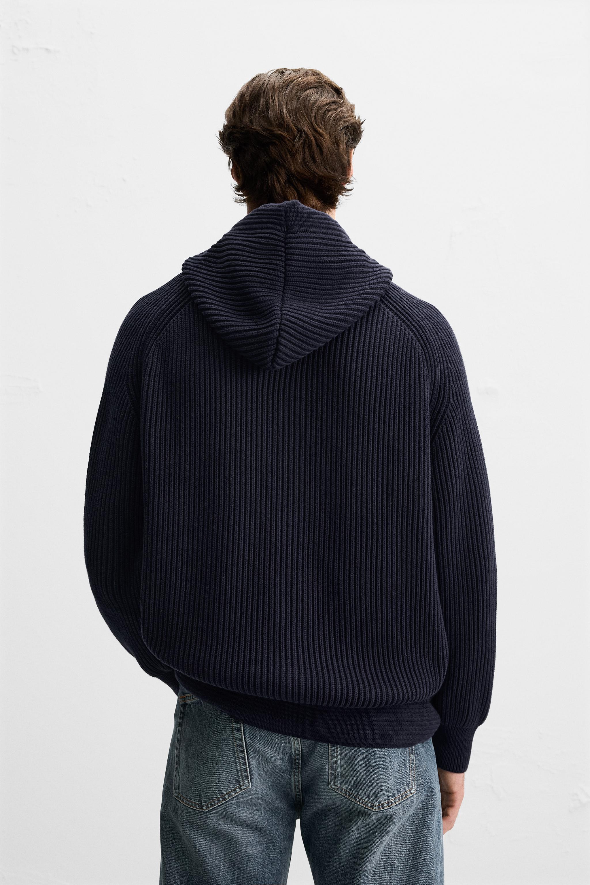 HOODED PERL KNIT CARDIGAN - Navy blue | ZARA United States HOODED PERL KNIT CARDIGAN - Navy blue | ZARA United States