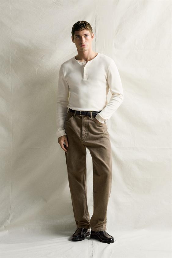 HENLEY T-SHIRT - knæk. hvid fra Zara - Billede 0
