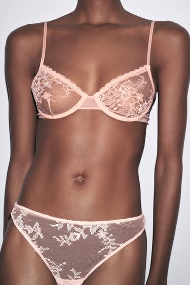 Zara CLASSIC LACE PANTIES - Pink