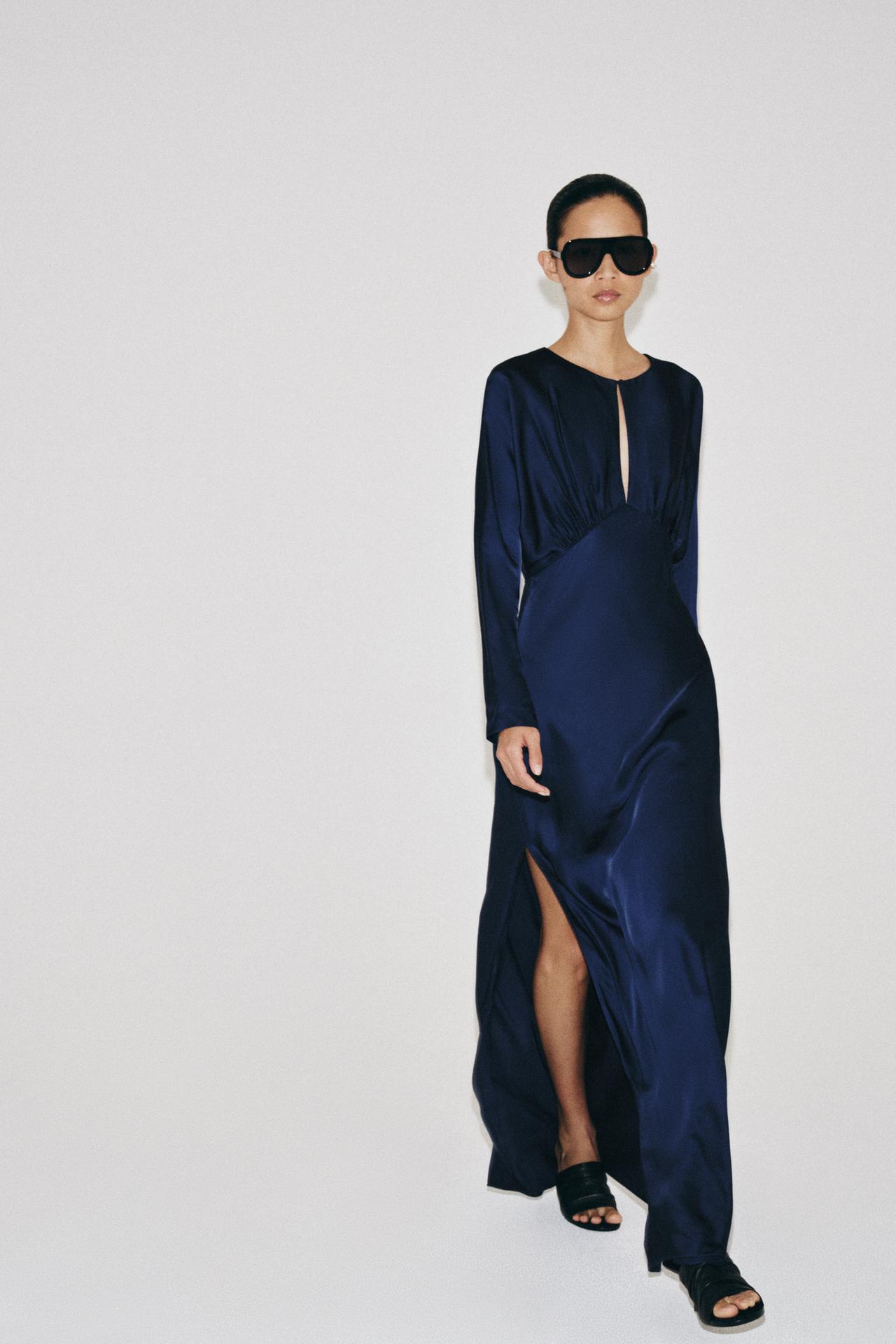 ZW COLLECTION SATIN EFFECT MAXI DRESS — Blue
