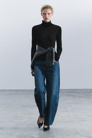 Zara SUPIMA® MOCK NECK T-SHIRT - Black