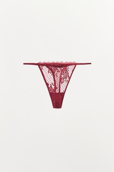 LACE THONG - Burgundy by Zara - Image 5