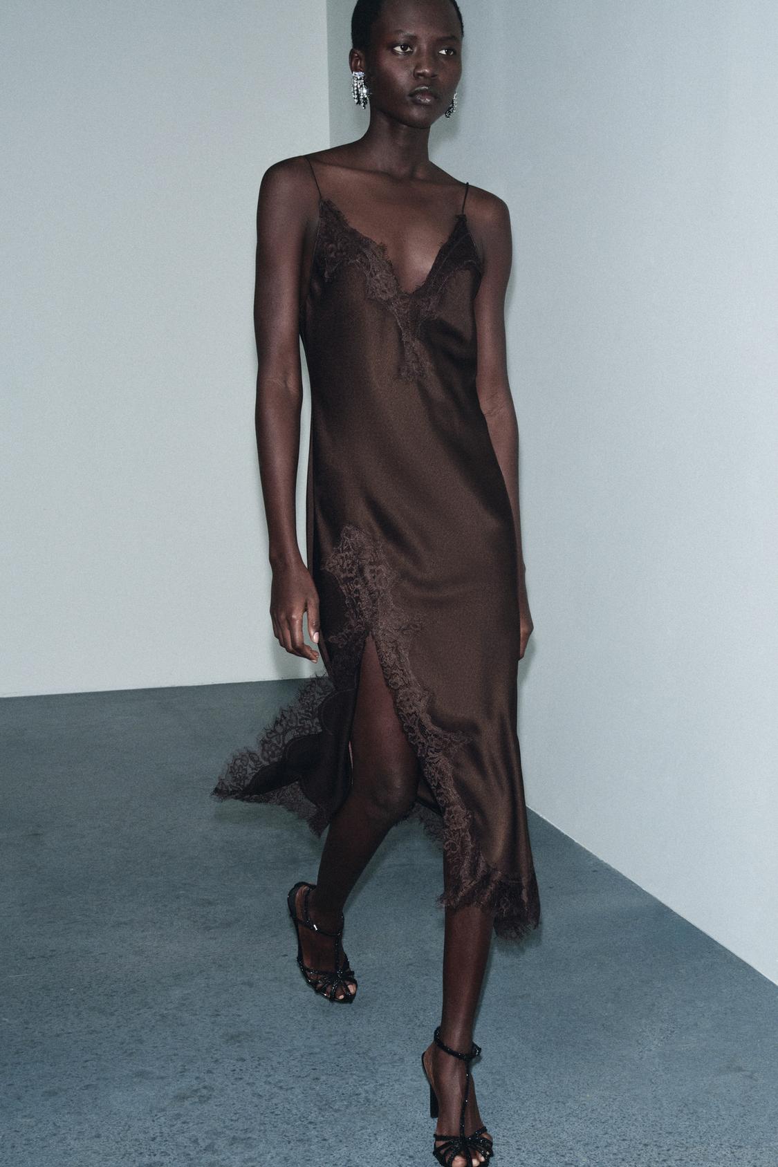Zara ZW COLLECTION SATIN LACE DRESS