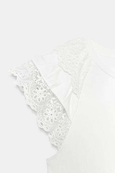 T-SHIRT BRODERIES MANCHES COURTES - Blanc de Zara - Image 6