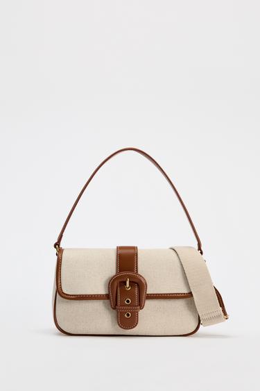 CANVAS BAG WITH TOPSTITCHING - Brown by Zara - Image 0