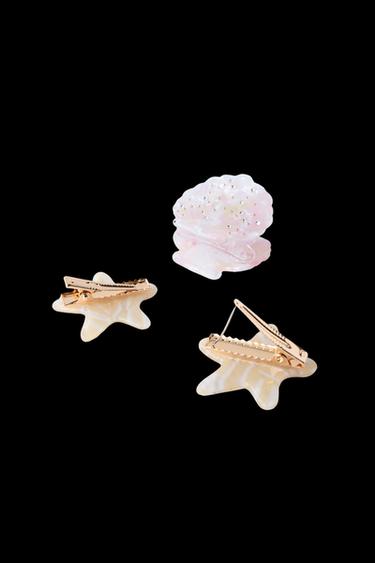 PACK TRES PINZAS CONCHA Y ESTRELLAS - Crudo de Zara