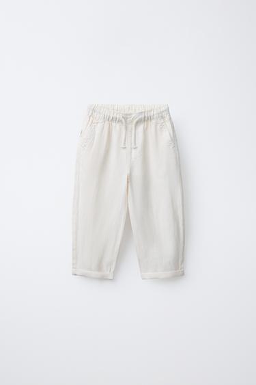 LOOSE-FITTING LINEN BLEND TROUSERS - Ecru by Zara