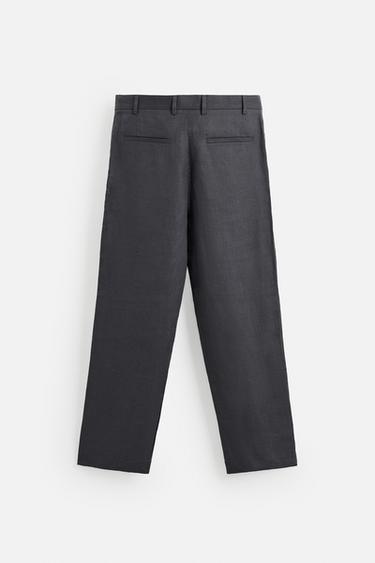 100% LINEN SUIT TROUSERS - Dark grey by Zara - Image 6