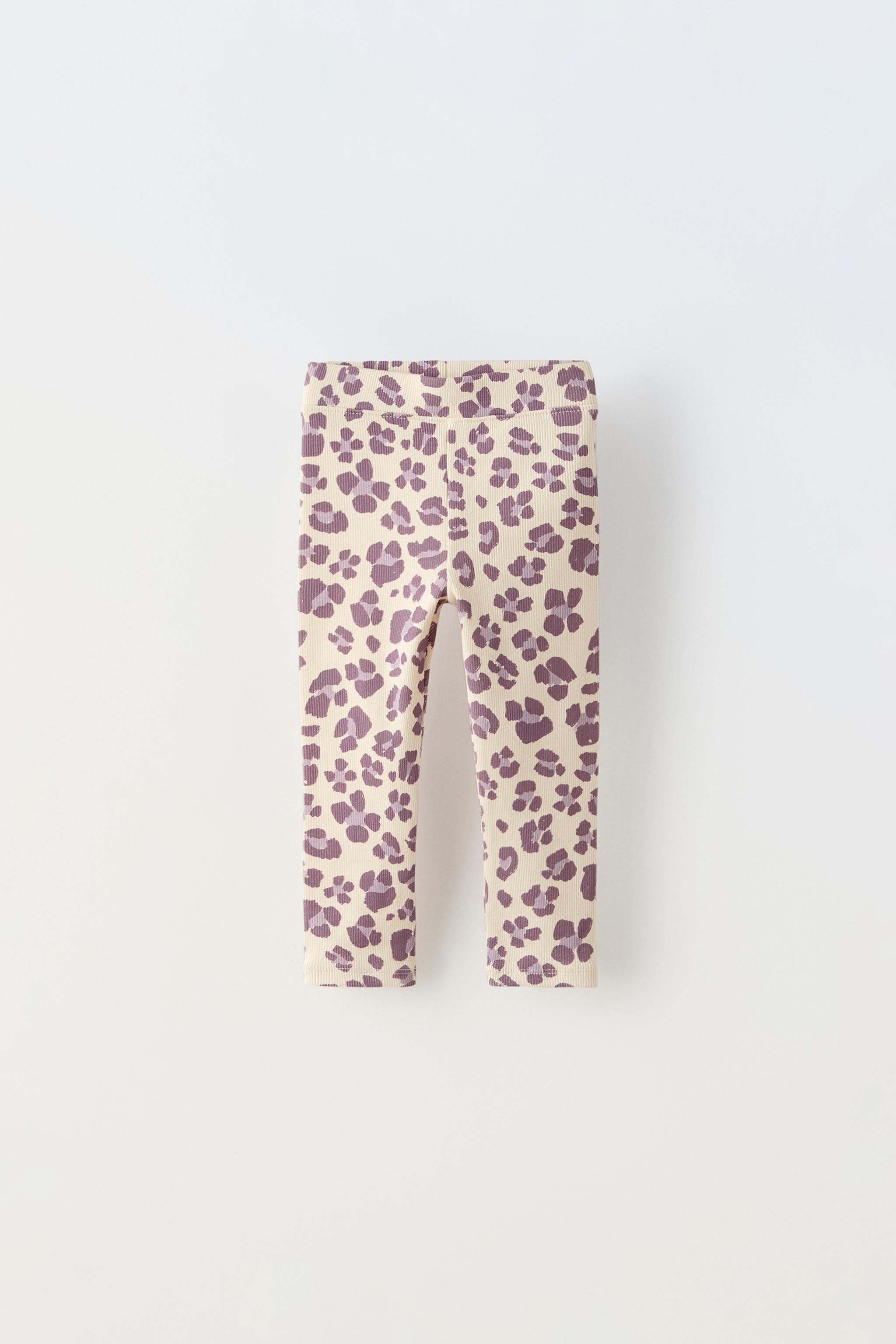 RIBBED PRINTED LEGGINGS Mauve ZARA United States