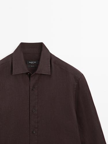 Slim fit 100% linen shirt — white 2