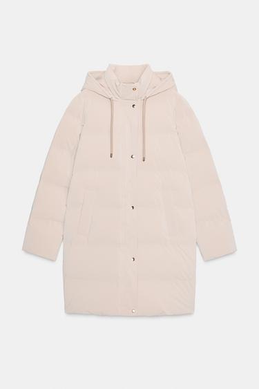 HALBLANGER, GUMMIERTER, WINDDICHTER ANORAK - Cremefarben von Zara