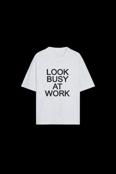 OVERSIZED TEXT T-SHIRT - Grey marl by Zara - Image 0