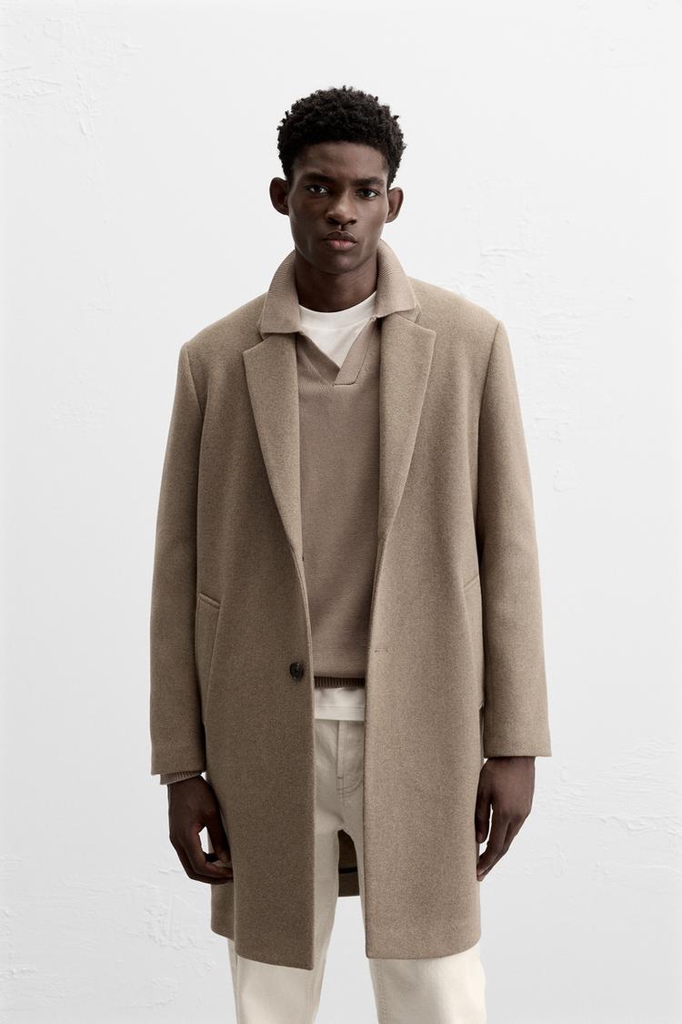ZARA ベルテットウールブレンドコート(新品タグ付き) ウールコート 