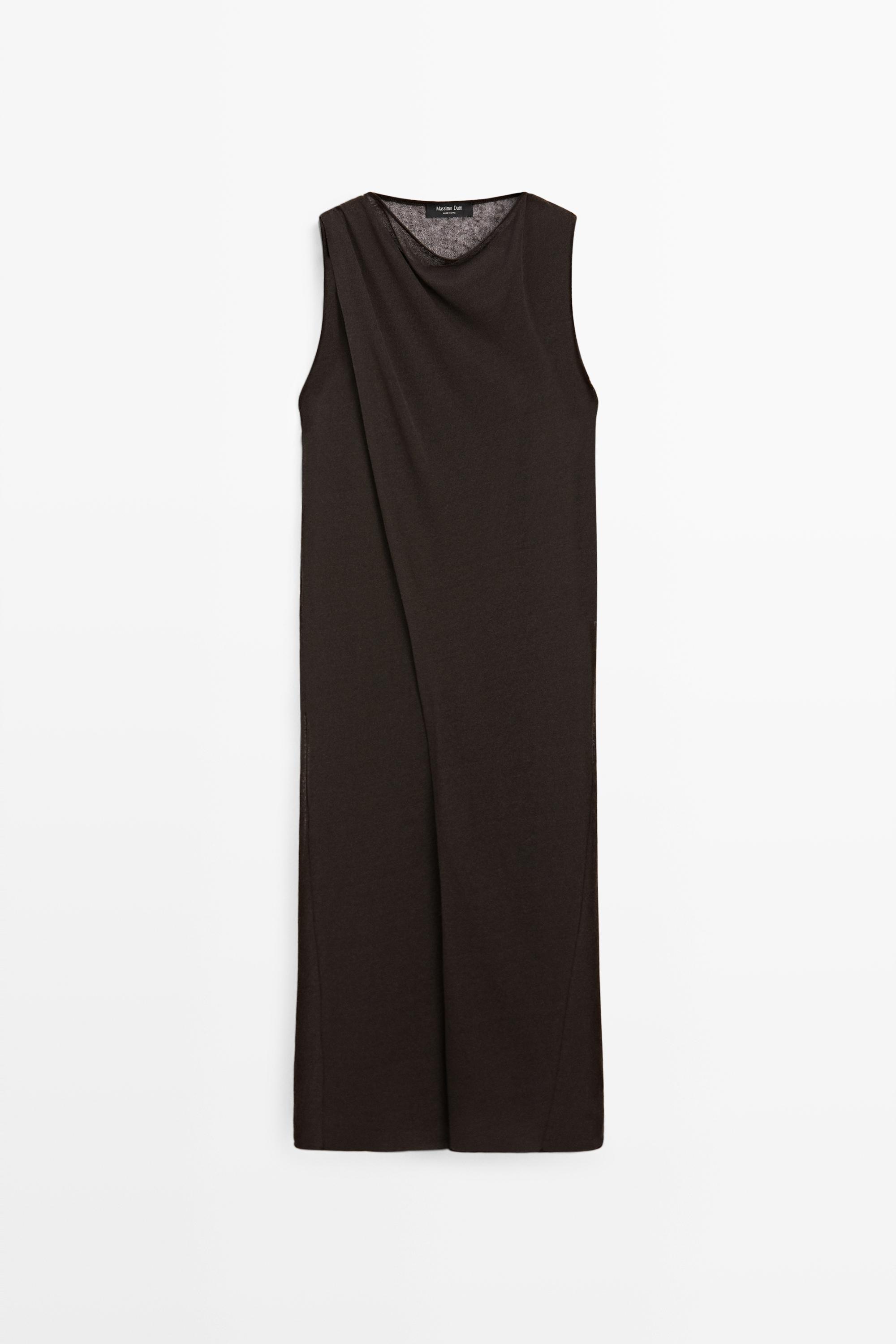 Linen blend crossover dress
