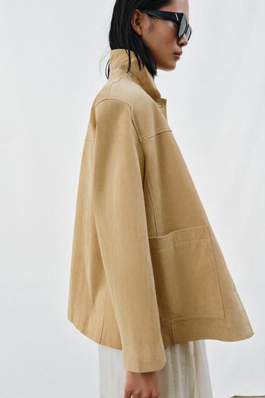 SUEDE LEATHER JACKET ZW COLLECTION LIMITED EDITION - Butter by Zara