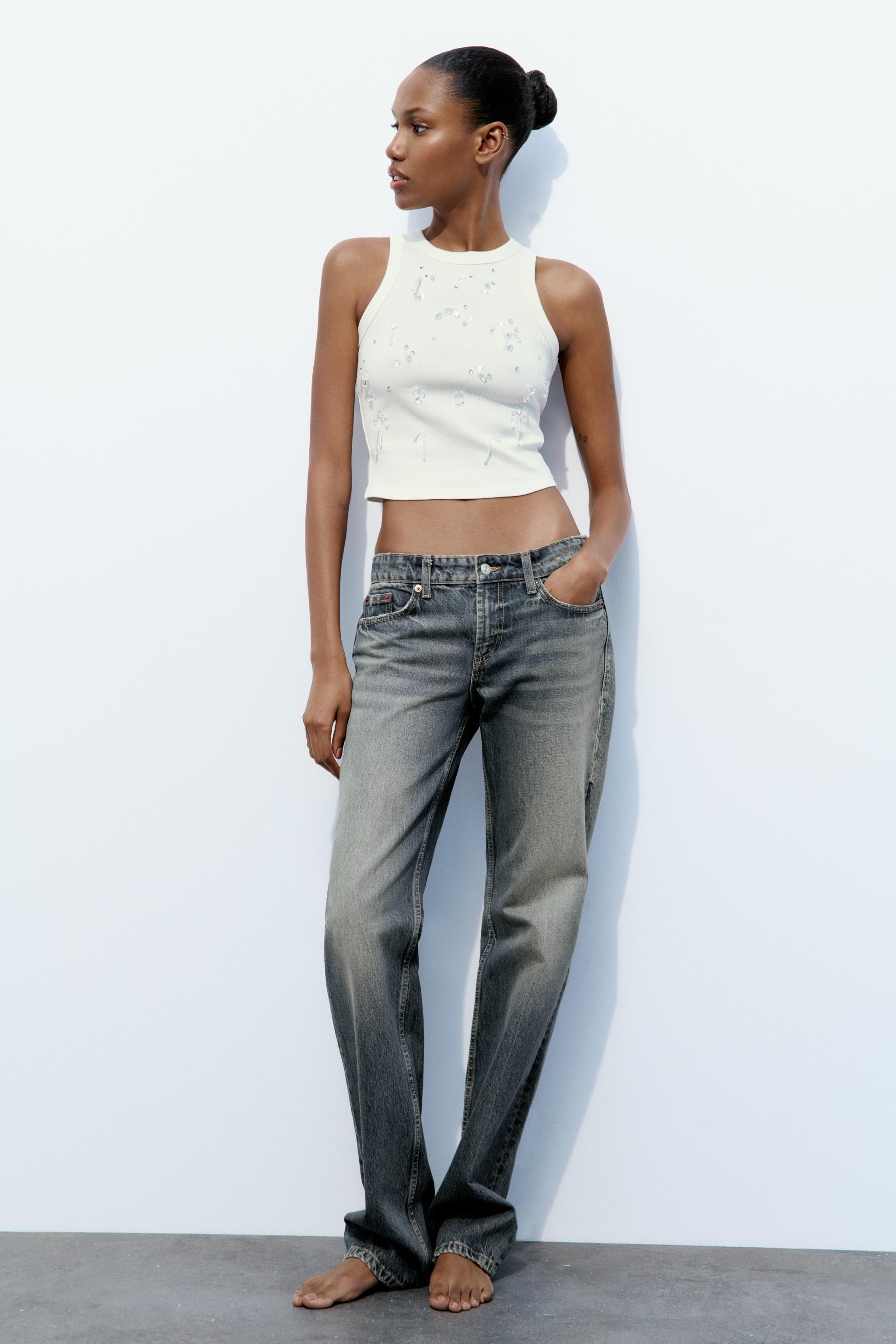 RIBBED TOP WITH BEADING - White | ZARA United States