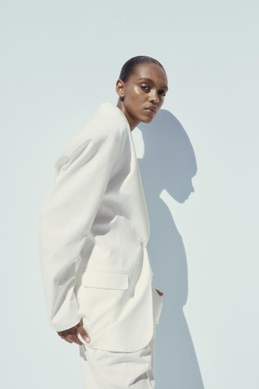 BLAZER LONGUE OVERSIZE - Blanc cassé de Zara - Image 2