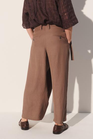 RELAXED FIT WRAP TROUSERS - Taupe grey by Zara - Image 3