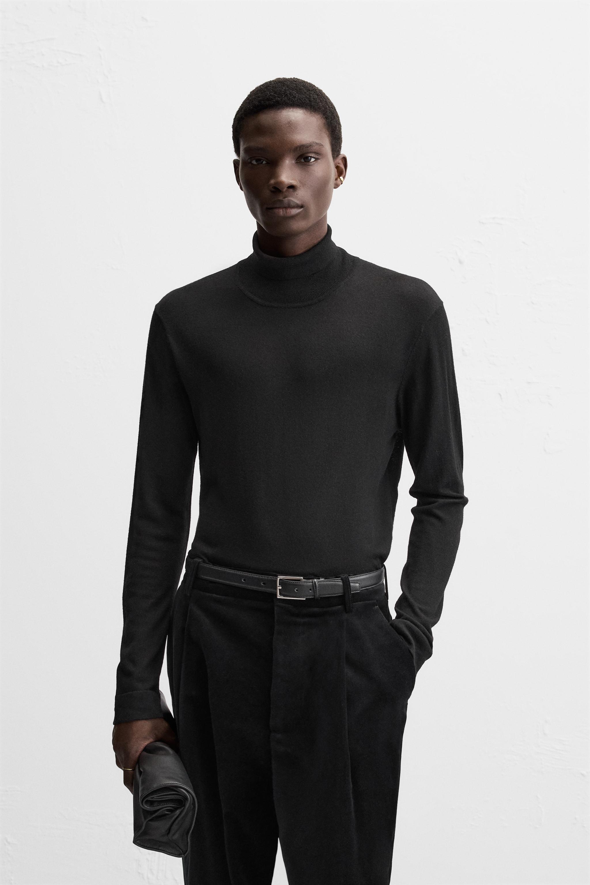 Black turtleneck mens zara on sale