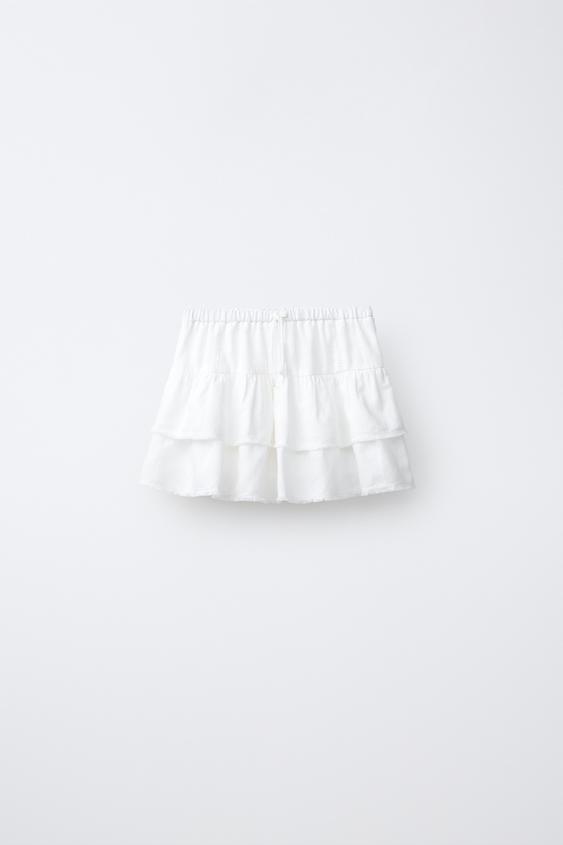 FALDA VOLANTES ENTREDOS - Blanco de Zara - Imagen 0