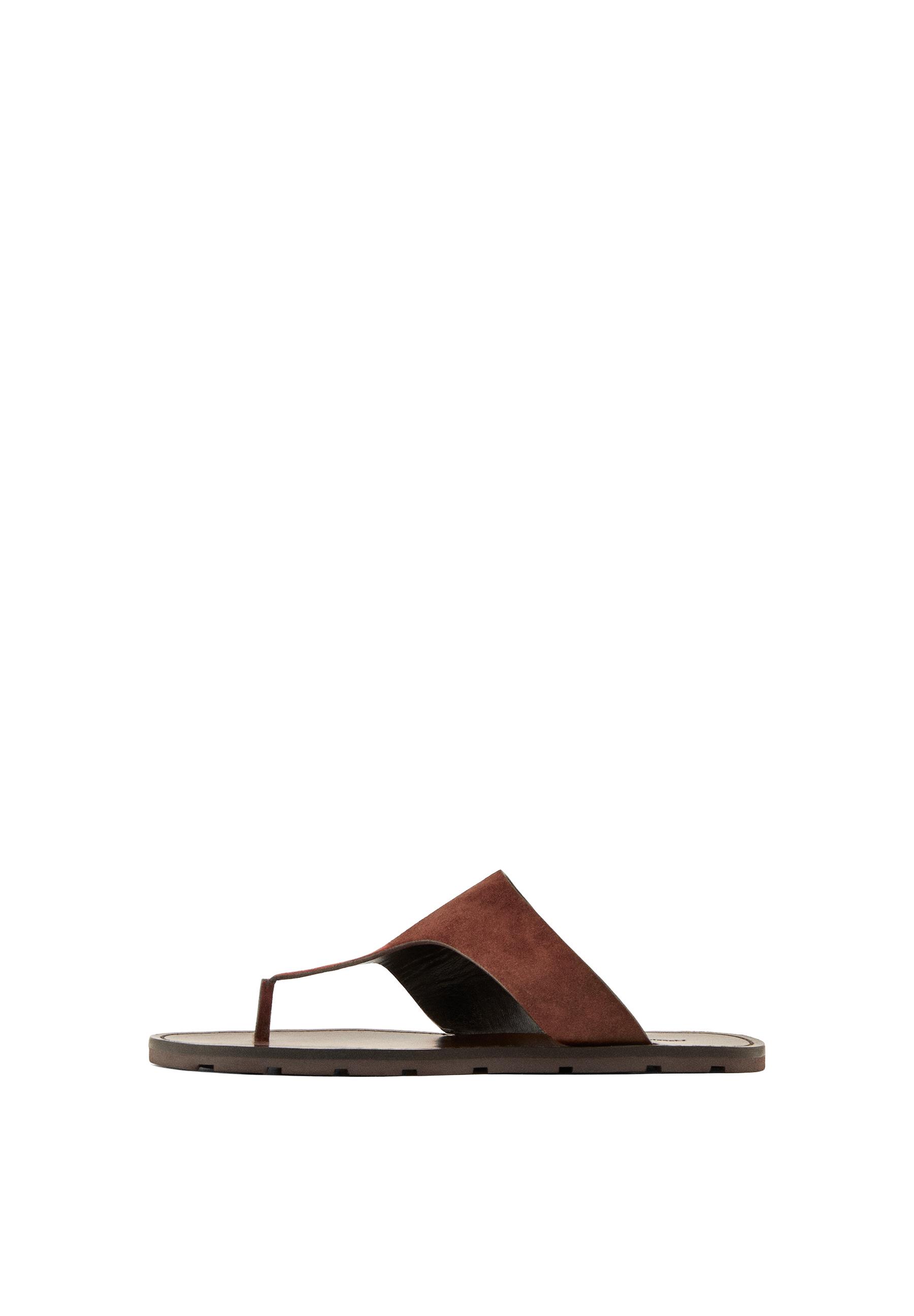 Split leather toe divider sandals — Burgundy Red
