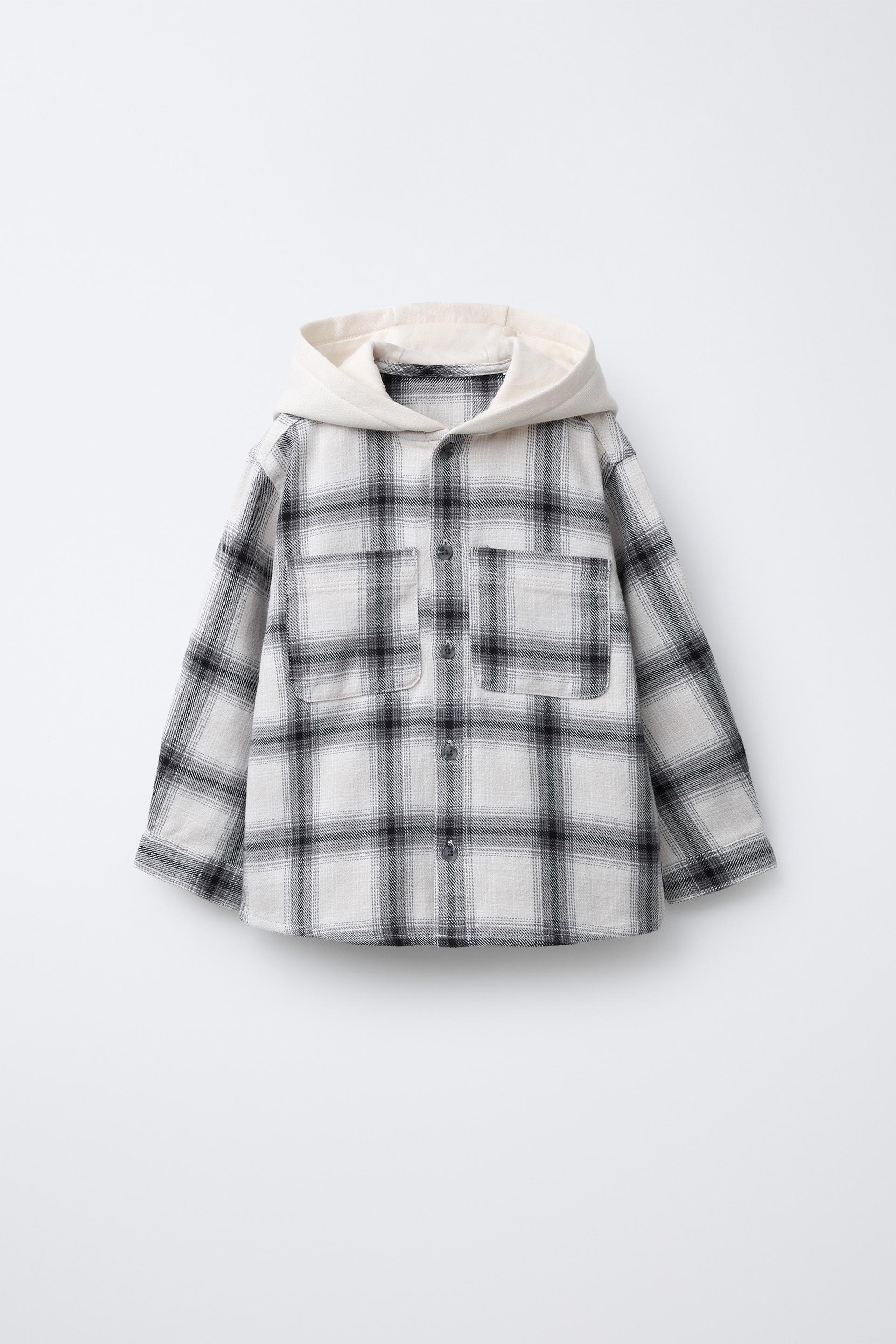 Check Print Hooded Shirt