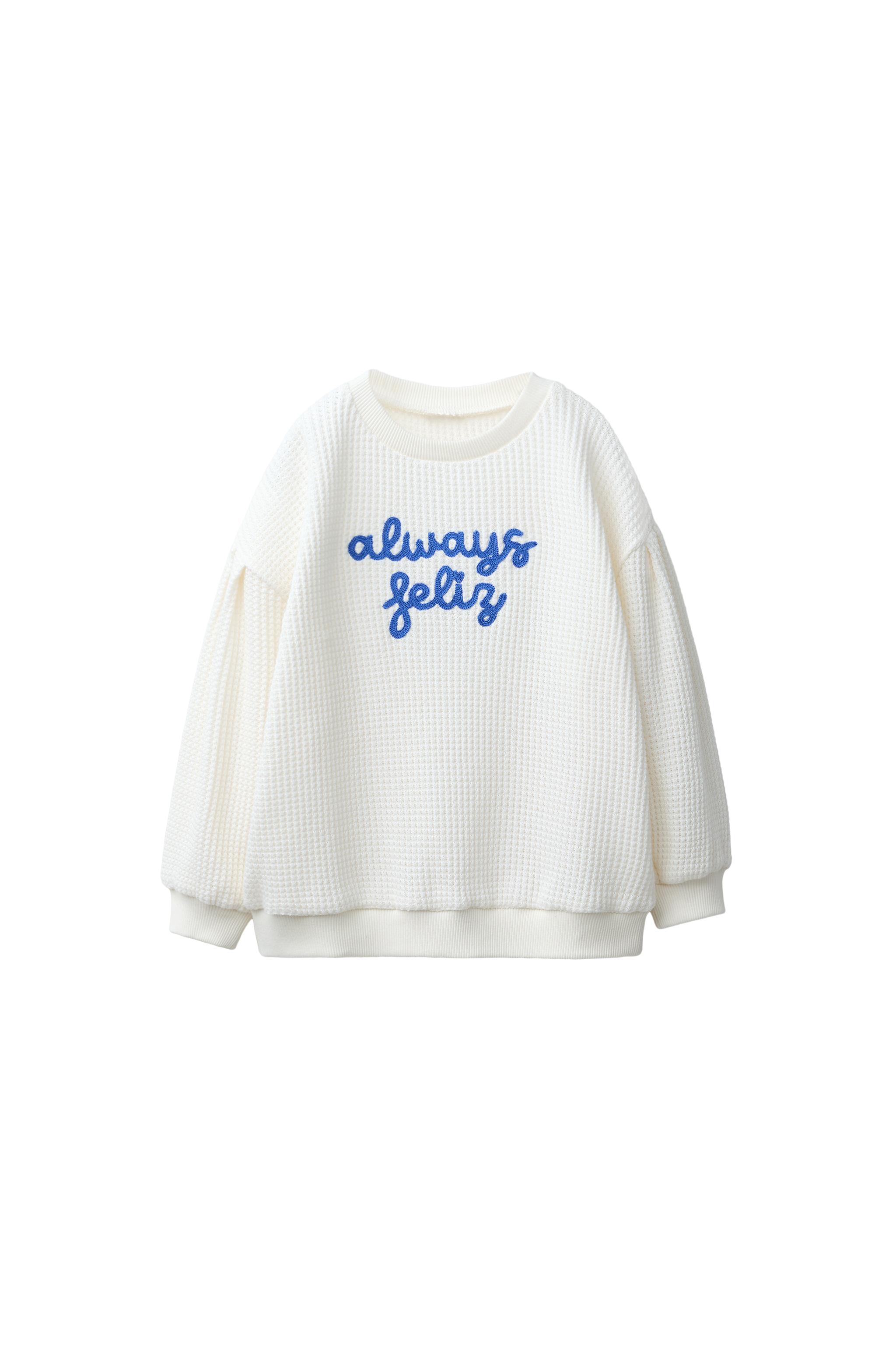 EMBROIDERED WAFFLE SWEATER - Oyster-white | ZARA United States