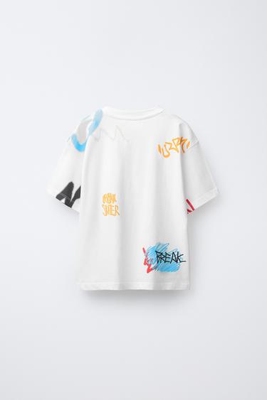 GRAFFITI PRINT T-SHIRT - White de Zara - Image 1