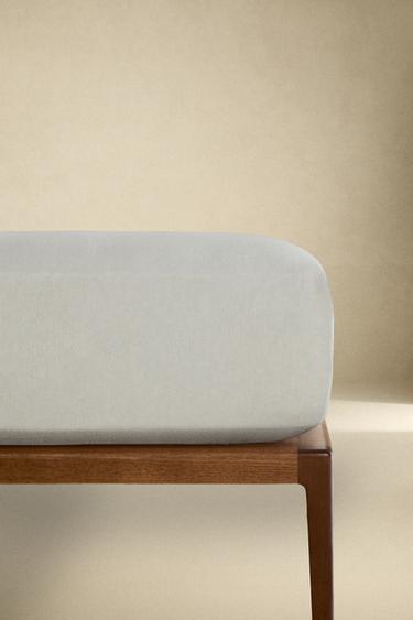 WASHED LINEN FITTED SHEET | 30 CM HIGH (140 GXM²) - Blue grey by Zara - Image 0