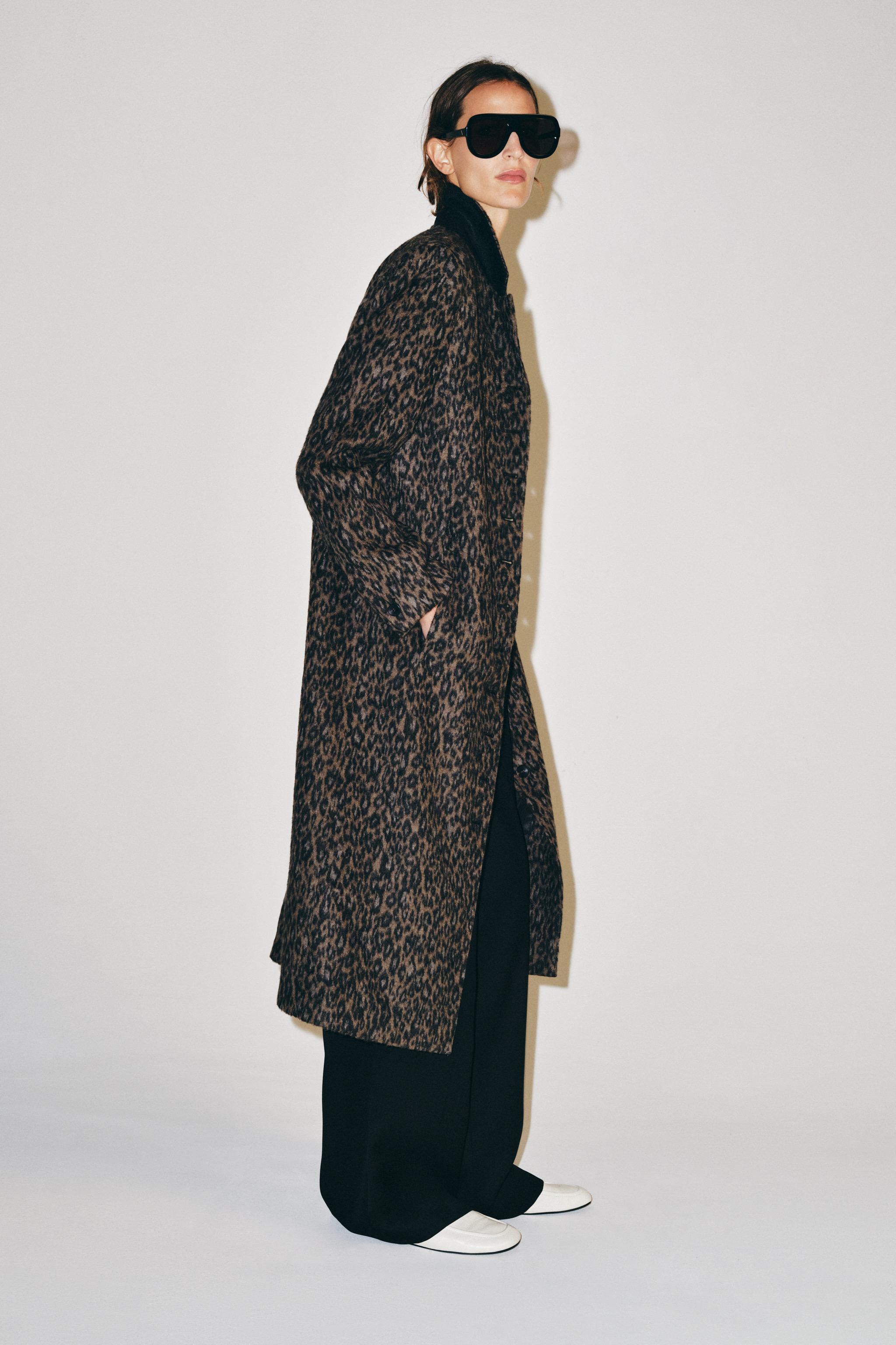 ANIMAL PRINT LONG COAT ZW COLLECTION