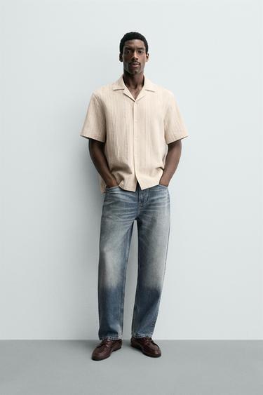 GEOMETRIC JACQUARD SHIRT - camel by Zara